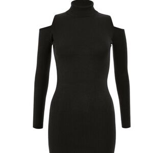 Laundry by Sheli Segal Sexy Bodycon Cocktail Party Cold Shoulder Midi Dress Sz S